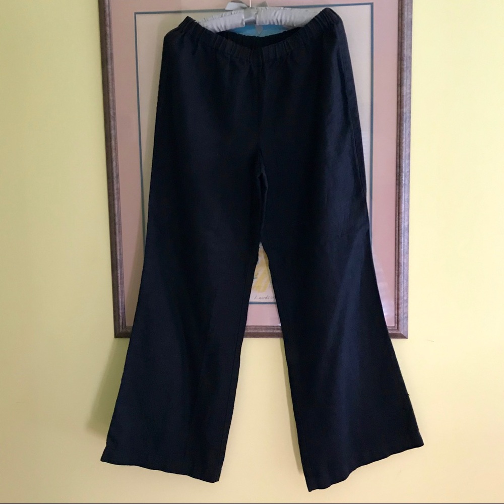 Chico’s 1 Linen Wide Leg Pants Stretch Waist